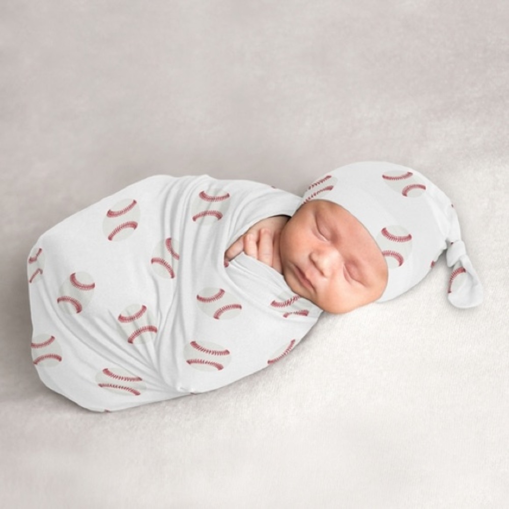 Baseball Baby Cocoon And Beanie Hat - 2 Piece Set